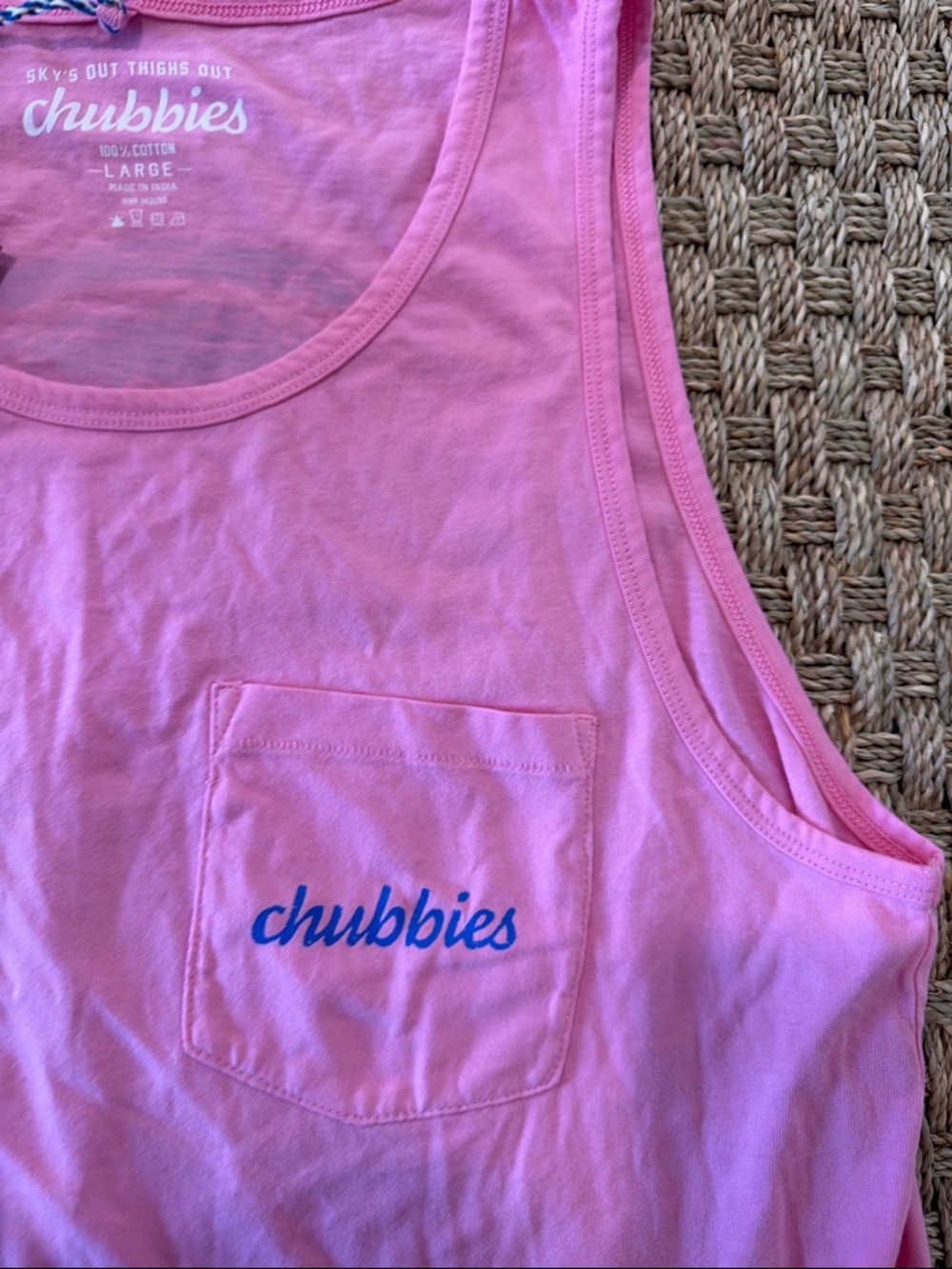 Chubbies Pink Pocket Tank with pocket. NWT Size L - Picture 3 of 5